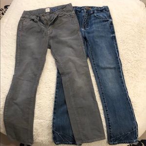 Crewcuts boys jean and grey corduroy pants, slim 7